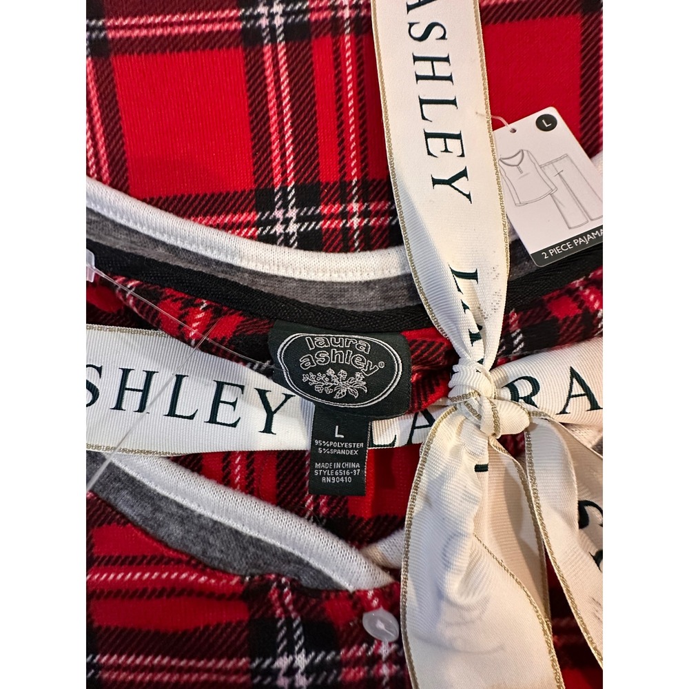Laura Ashley Mens Red Black Plaid 2 Piece Pajama Set Sleepwear Large 6516-37